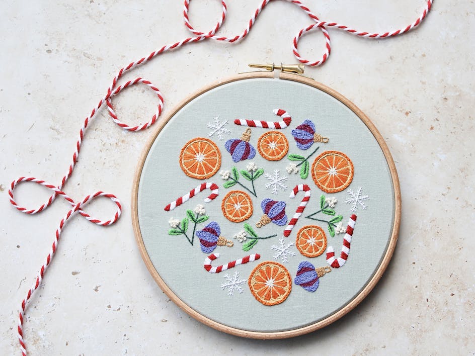 Stitch the sweetest citrus embroidery for Christmas!